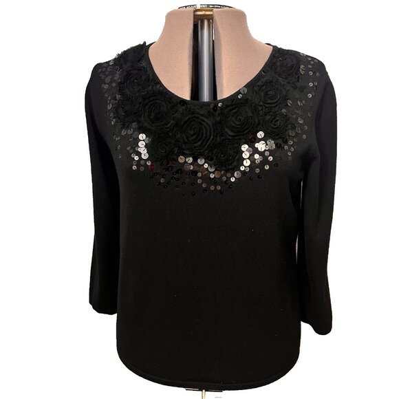 Ruby rd. Size XL. Black Embellished Pullover Sweater. Rayon Nylon. B103 - Picture 1 of 6